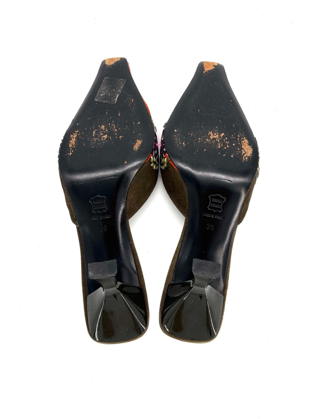Moschino Cheap and Chic Beaded Sequined Floral Slip On Heeled Mules Sandals 38 - Picture 8 of 9